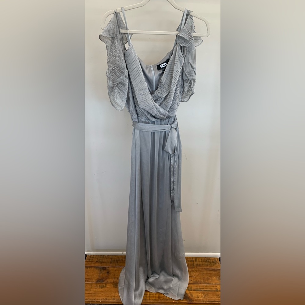 NWT DKNY Formal Gown ~ silver - Picture 2 of 8